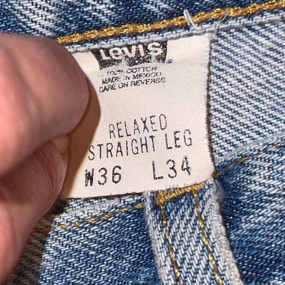 Levis Vintage Well Worn Relaxed Fit 100 Cotton Straight Leg Jeans 36 33 - Picture 8 of 10